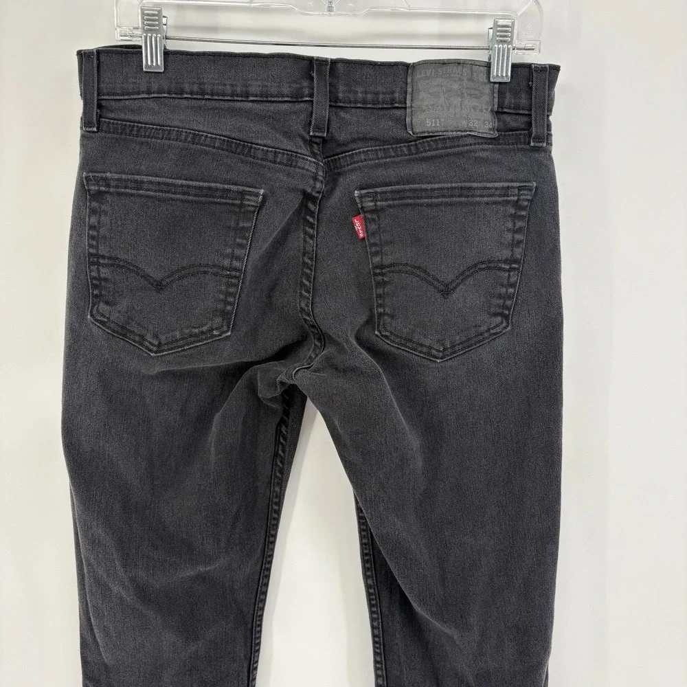 Levis 511 Jeans Mens 32x34 Fits 32X33 Black Slim Fit Straight Leg Stretch Denim